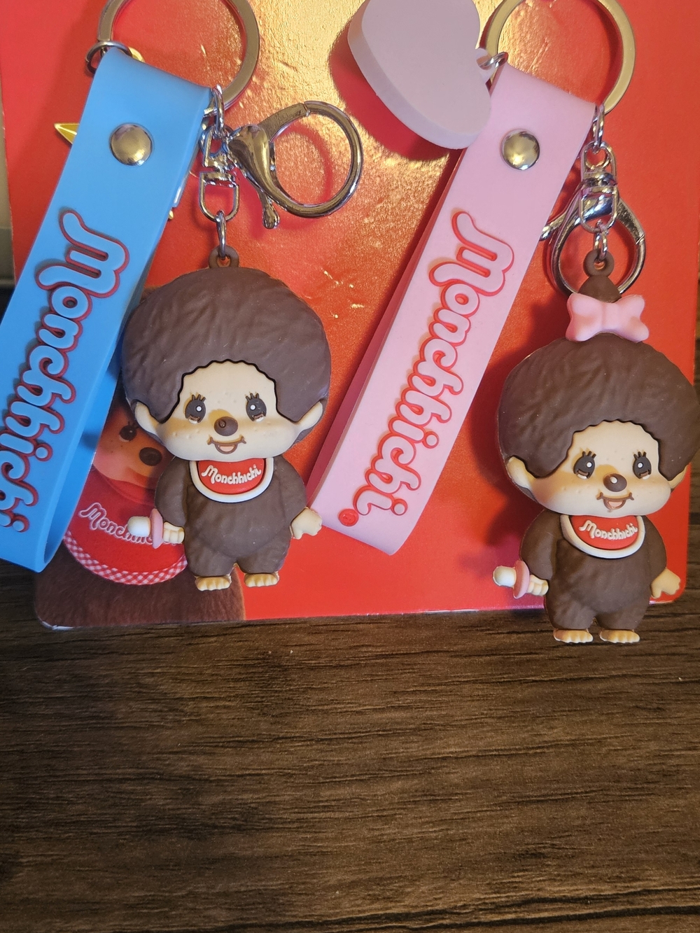 Monchhichi Pink & Blue Silicone Keychain Card Holder